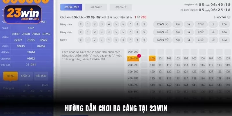 Hướng dẫn chơi ba càng tại 23Win