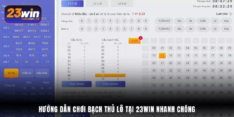 Hướng dẫn chơi bạch thủ lô tại 23Win nhanh chóng