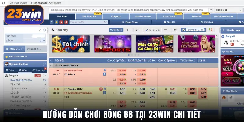 Hướng dẫn chơi Bóng 88 tại 23WIN chi tiết