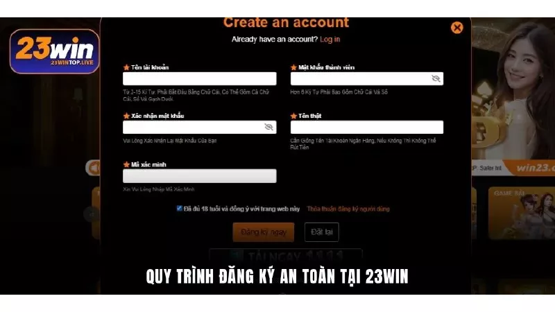 Quy trình đăng ký an toàn tại 23Win